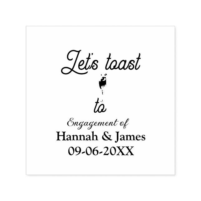 Lasst uns auf Verlobungsfeier Name Datum Glas anst Permastempel (Design)