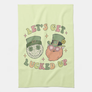 Lasst uns auflucken - Funny Leprechaun Clover Geschirrtuch