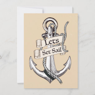 Lasst uns auslaufen Vintage-nautische Hochzeitsein Einladung