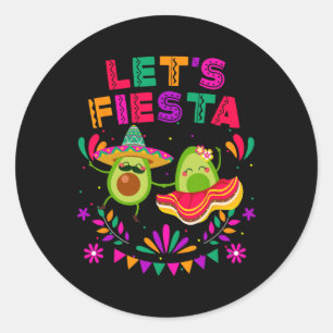 Lasst uns Avocado tanzen Fiesta Cinco De Mayo Mexi Runder Aufkleber