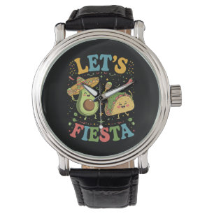 Lasst uns Avocado und Tacos Cinco De Mayo Fiesta m Armbanduhr