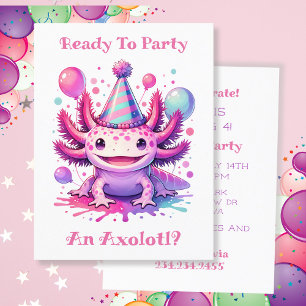 Lasst uns Axolotl Mädchen zum Geburtstag feiern Postkarte