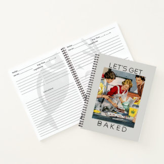 LASST UNS BACKEN Topf Wortspiel änderbarer grauer Notizbuch