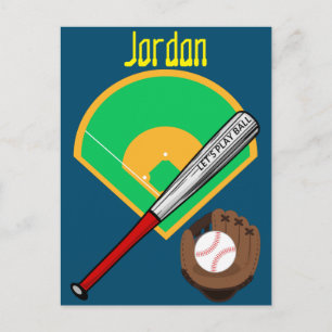 "Lasst uns Ball spielen" Baseball Postkarte