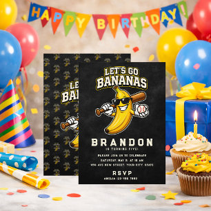 Lasst uns Bananen Retro-Baseball Banane Lustig wer Einladung