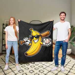 Lasst uns Bananen Retro Baseball Banane Lustig wer Fleecedecke