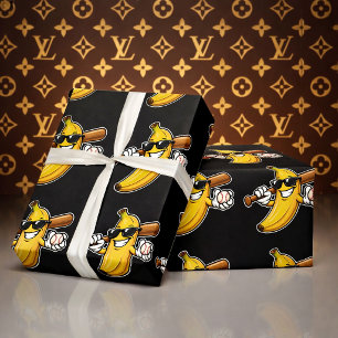 Lasst uns Bananen Retro Baseball Banane Lustig wer Geschenkpapier
