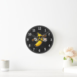 Lasst uns Bananen Retro Baseball Banane Lustig wer Runde Wanduhr