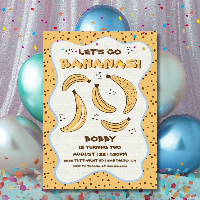 Lasst uns Bananen-Whimsical Fun Birthday Party geh Einladung (Von Creator hochgeladen)