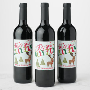 Lasst uns Blitzen Weihnachtsweinflasche Label Weinetikett
