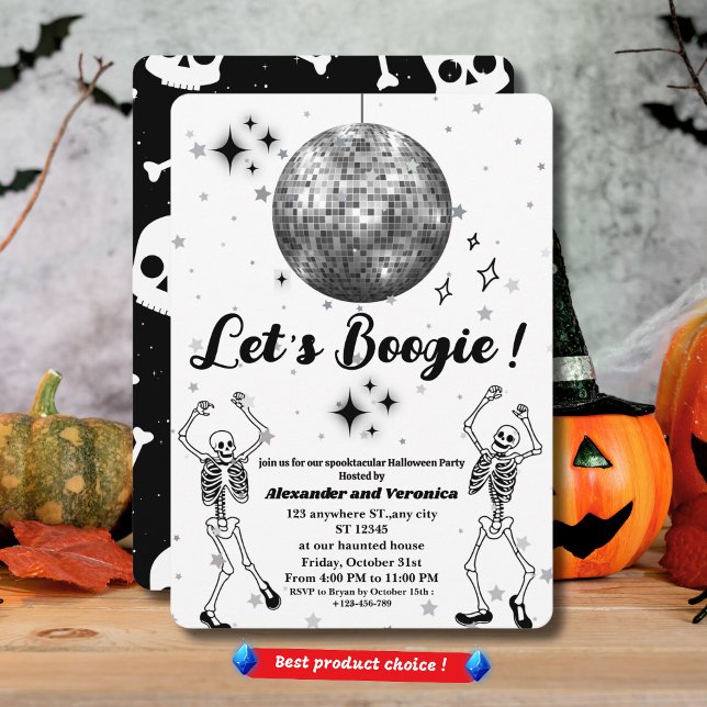 Lasst uns Boogie! Halloween-Party "Disco Ball Skel Einladung (Von Creator hochgeladen)