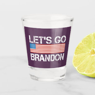 Lasst uns Brandon als Lila amerikanische Flagge fa Schnapsglas