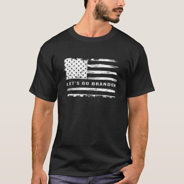 Lasst uns Brandon amerikanische Flagge Meme Funny  T-Shirt (Vorderseite)