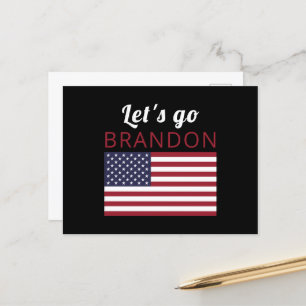 Lasst uns Brandon, die amerikanische Flagge gehen Postkarte