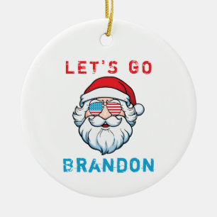 Lasst uns Brandon, die konservative US-Fahne Santa Keramik Ornament