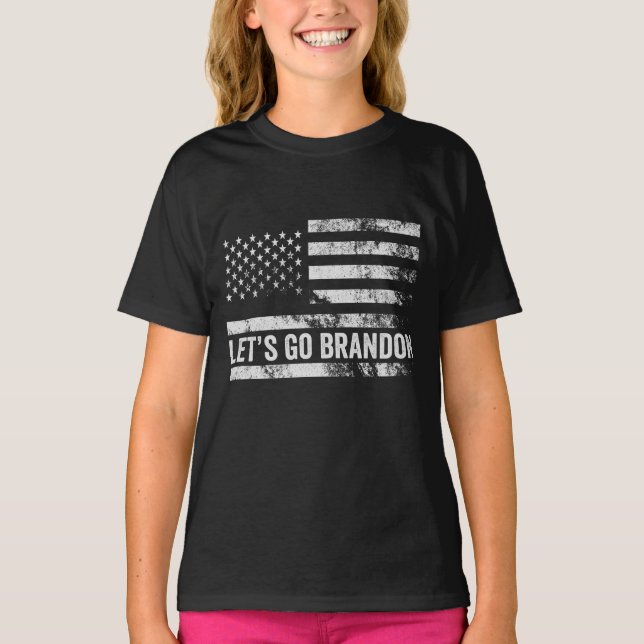 Lasst uns Brandon Funny Patriotic American Flag ge T-Shirt (Vorderseite)