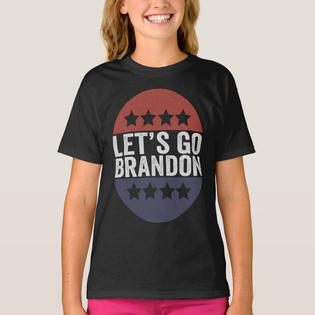 Lasst uns Brandon Funny Patriotic American Flag ge T-Shirt (Vorderseite)