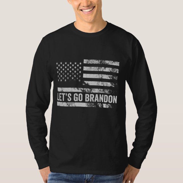 Lasst uns Brandon Funny Patriotic American Flag ge T-Shirt (Vorderseite)