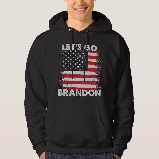 Lasst uns Brandon mit der US-Fahne Black Hoodie ge (Vorderseite)