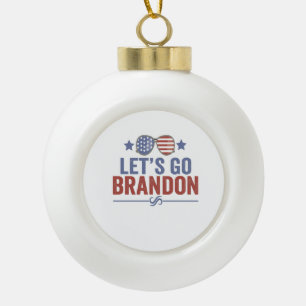 Lasst uns Brandon Patriotische Amerikanische Sonne Keramik Kugel-Ornament