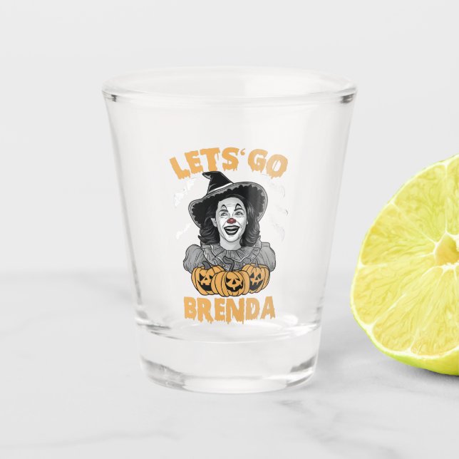 Lasst uns Brenda Spooky Halloween Kamala Harris ge Schnapsglas (Vorderseite)