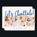 Lasst uns Challah Modern Simple Three Foto Holiday Feiertagskarte<br><div class="desc">Design besteht aus einem einfachen weißen Hintergrund mit kursiver spielerischer Typografie. Name,  Gruß und Jahr hinzufügen</div>