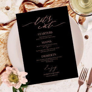 Lasst uns Chic-Script-Hochzeitsmenükarte für Telle Menükarte