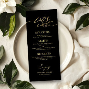 Lasst uns Chic-Script-Hochzeitsmenükarte für Telle Menükarte