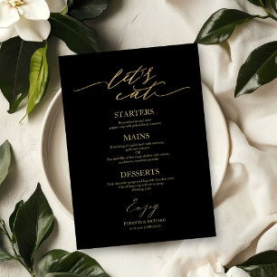 Lasst uns Chic-Script-Hochzeitsmenükarte für Telle Menükarte