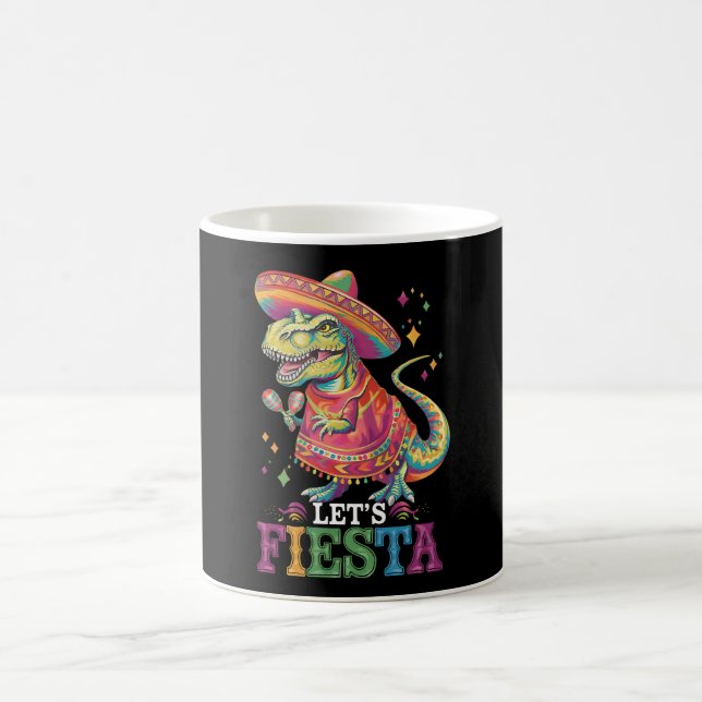 Lasst uns Cinco De Mayo T-Rex-Dinosaurier-Fest fei Kaffeetasse (Mittel)