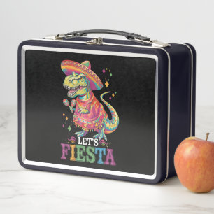 Lasst uns Cinco De Mayo T-Rex-Dinosaurier-Fest fei Metall Brotdose