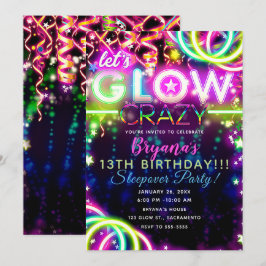 Lasst uns Crazy Neon farbenfrohe Geburtstagsparty Einladung