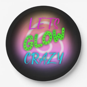 Lasst uns Crazy Neon Skaten zum Geburtstag glühen Pappteller