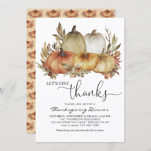 Lasst uns Danke an Orange Pumpkin Erntedank geben Einladung