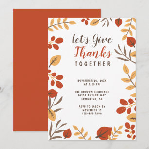 Lasst uns Danke Erntedank Dinner Fall Foliage gebe Einladung