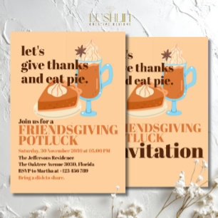 Lasst uns Danksagen und Kuchen essen Friendsgiving Einladung