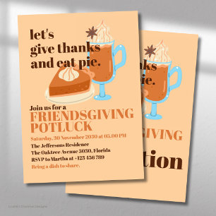 Lasst uns Danksagen und Kuchen essen Friendsgiving Einladung
