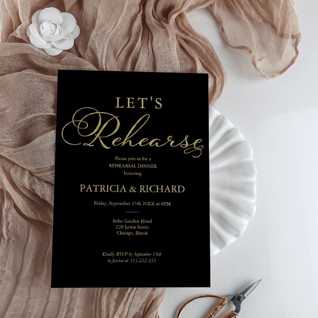 Lasst uns das Abendessen mit Gold Foil Script-Prob Einladung (Von Creator hochgeladen)