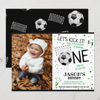 Lasst uns das Black Soccer Foto am 1. Geburtstag a Einladung