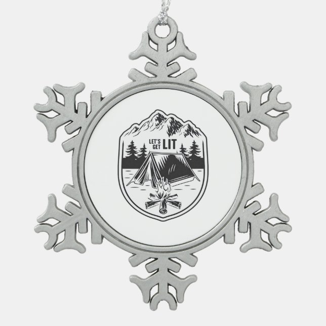 Lasst uns das Camping "Lit Zents Classic" bekommen Schneeflocken Zinn-Ornament (Vorderseite)