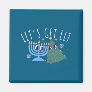 Lasst uns das Chrismukkah Hanukkah Weihnachten-Mat Magnet