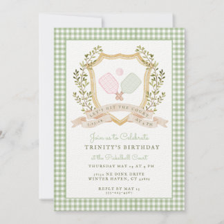 Lasst uns das Gericht treffen | Preppy Pickle Ball Einladung