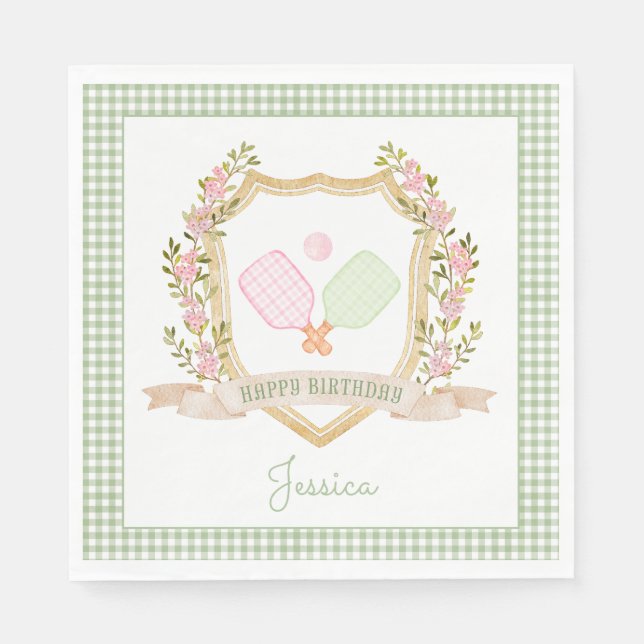 Lasst uns das Gericht treffen | Preppy Pickle Ball Serviette (Vorderseite)