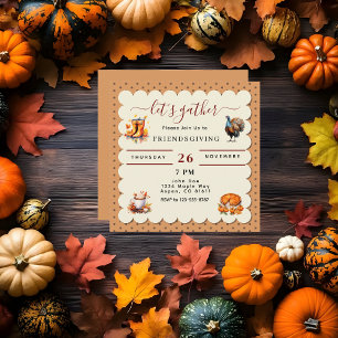 Lasst uns das Herbst-Friendsgiving-Dankfest feiern Einladung