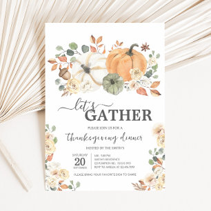 Lasst uns das Kürbis-Dinner Thanksgiving sammeln Einladung