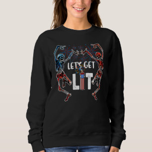 Lasst uns das Lit American Skeleton Feuerwerk 4. Sweatshirt