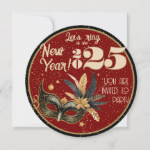 Lasst uns das neue Jahr Party glamourös rot Schwar