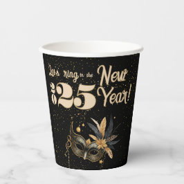 Lasst uns das neue Jahr Party glamourös Schwarz kl Pappbecher