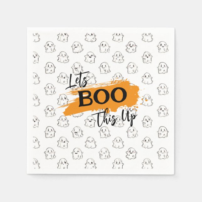 Lasst uns das Niedliche Ghost-Muster ankurbeln Serviette (Vorderseite)
