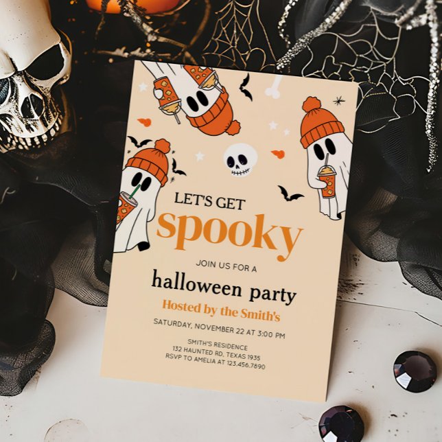 Lasst uns das Spooky Pumpkin Ghost-Halloween-Party Einladung (Let's Get Spooky Halloween Party Invitation)